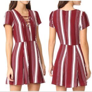 Lovers + Friends Compass Stripe Lace-Up Fit & Flare Dress Size Medium